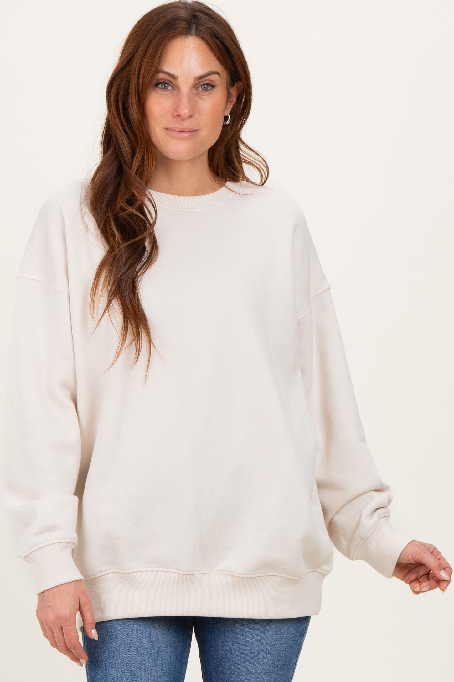 Sand Oversized Fleece Sweatshirt
