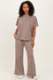 Mocha Curved Hem Tee Pants Maternity Set