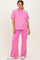 Pink Curved Hem Tee Pants Maternity Lounge Set