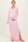 Light Pink Ribbed Long Sleeve Side Slit Maternity Maxi Dress