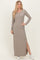 Taupe Ribbed Long Sleeve Side Slit Maxi Dress