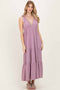 Violet Shoulder Tie Ribbed Tiered Maxi Dress