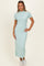 Mint Ribbed Mock Neck Short Sleeve Midi Dress