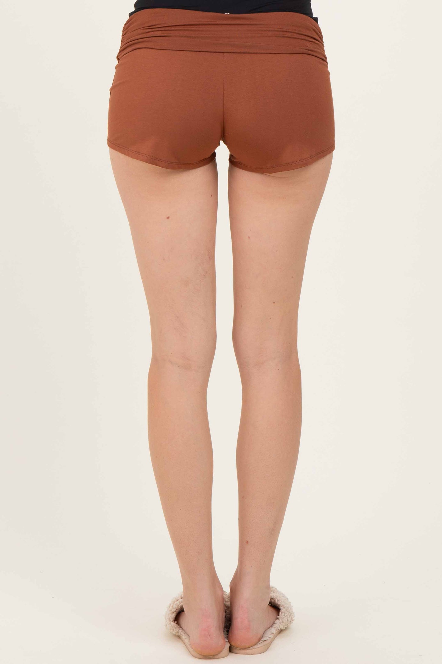 Mocha Ruched Side Lounge Shorts