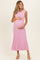 Pink Ribbed Knit Sleeveless Maternity Maxi Dress