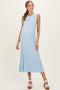 Sky Blue Ribbed Knit Sleeveless Maternity Maxi Dress
