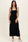 Black Knit Contrast Shoulder Tie Dress