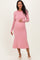 Pink Striped Knit Maternity Midi Flare Dress