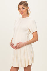 Ivory Wide Rib Knit Short Sleeve Maternity Mini Dress