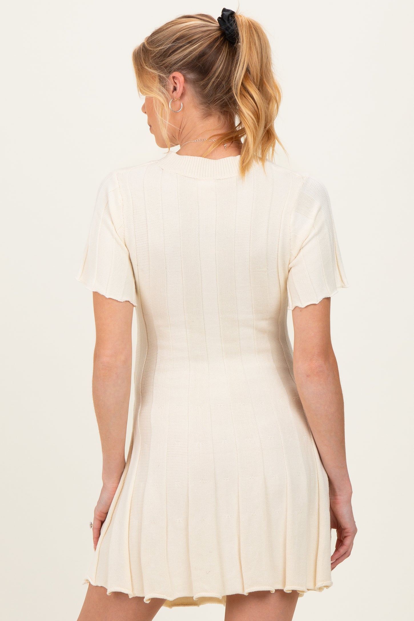 Ivory Wide Rib Knit Short Sleeve Maternity Mini Dress