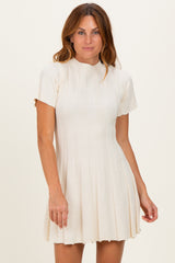 Ivory Wide Rib Knit Short Sleeve Maternity Mini Dress