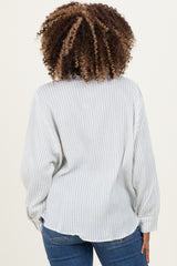 Ivory Striped Cotton Gauze Maternity Button Down Shirt
