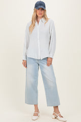 Ivory Striped Cotton Gauze Button Down Shirt