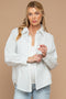 Ivory Striped Cotton Gauze Maternity Button Down Shirt