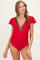 Red Crochet Accent Maternity One Piece Swimsuit