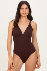Brown O-Ring Strappy Back Swimsuit