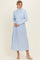Light Blue Knit Contrast Top Satin Midi Dress
