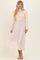 Light Beige Knit Contrast Top Satin Midi Dress