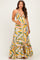 Multicolor Print Halter Cutout Tie Back Maternity Maxi Dress
