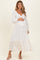 White Off Shoulder Button Accent Maternity Maxi Dress