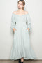 Sage Off Shoulder Button Accent Maxi Dress