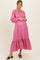 Pink Off Shoulder Button Accent Maternity Maxi Dress