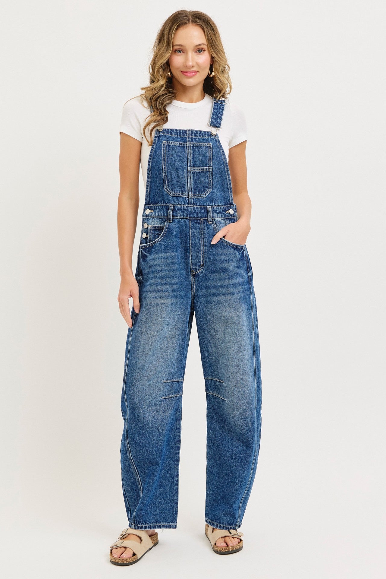 Blue Barrel Leg Maternity Denim Overalls