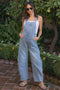 Light Blue Barrel Leg Maternity Denim Overalls