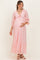 Light Pink Floral Lace 3/4 Ruffle Sleeve V-Neck Maternity Maxi Dress