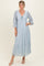 Light Blue Floral Lace 3/4 Ruffle Sleeve V-Neck Maxi Dress