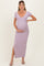 Lavender Basic Ribbed Side Slit Maternity Midi Dress