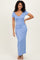 Blue Basic Ribbed Side Slit Midi Dress