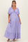 Lavender Woven Textured Flutter Sleeve V-Neck Tiered Maternity Maxi Dress