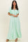 Sage Woven Textured Flutter Sleeve V-Neck Tiered Maxi Dress