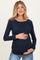 Navy Waffle Knit Long Sleeve Ruched Maternity Tunic Top