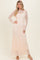 Beige Lace Mock Neck Long Sleeve Maxi Dress