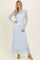 Light Blue Lace Mock Neck Long Sleeve Maxi Dress