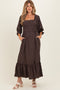 Chestnut Brown Floral 3/4 Sleeve Maternity Maxi Dress