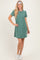 Olive Ribbed Knit Basic Short Sleeve T-Shirt Dress