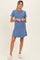 Blue Ribbed Knit Basic Short Sleeve Maternity T-Shirt Dress