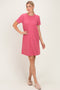 Pink Ribbed Knit Basic Short Sleeve T-Shirt Dress