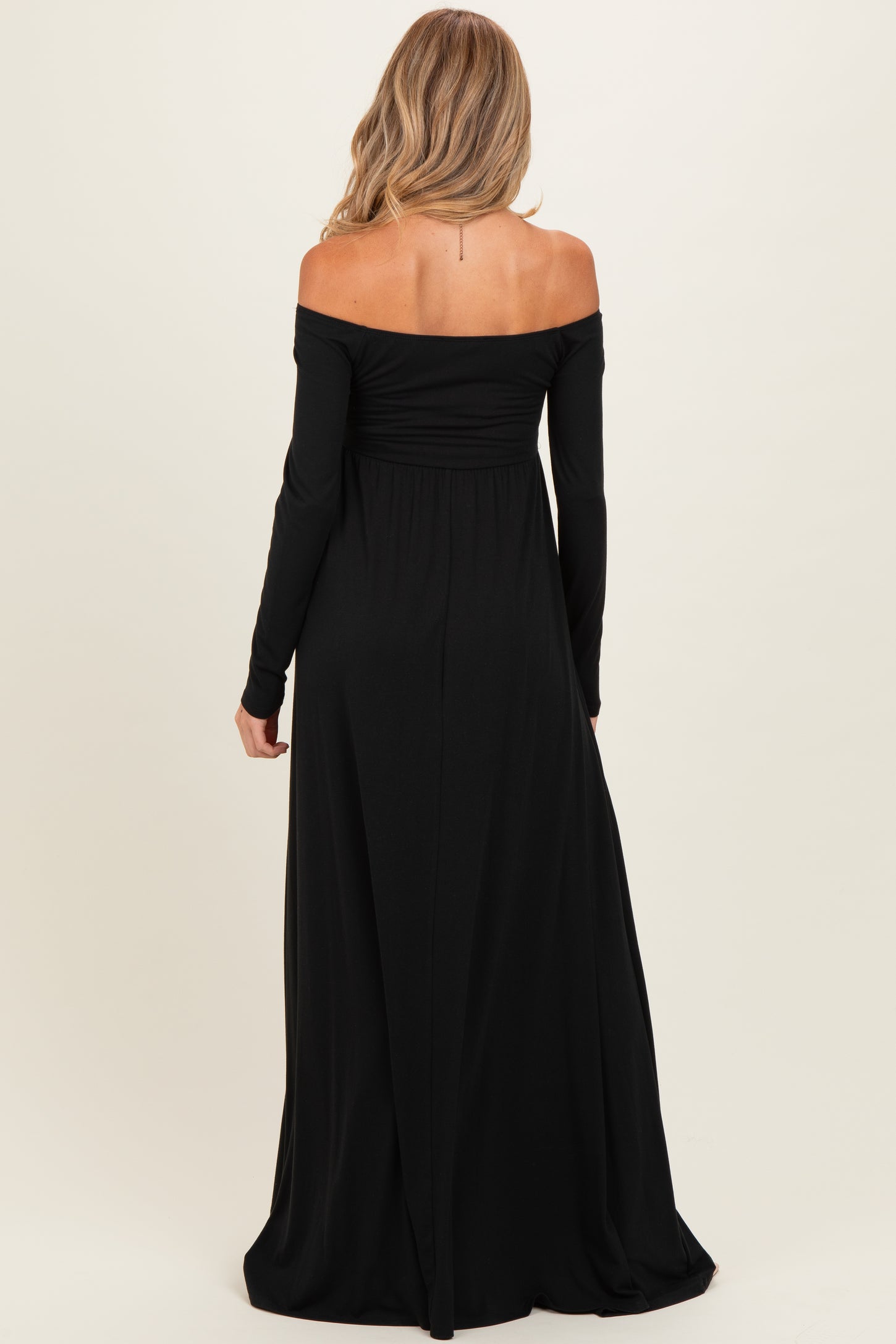 PinkBlush Black Off Shoulder Maternity Maxi Dress