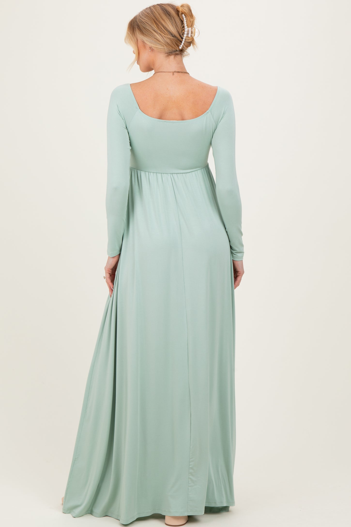 PinkBlush Sage Off Shoulder Maternity Maxi Dress