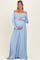 PinkBlush Light Blue Off Shoulder Maternity Maxi Dress