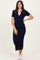 Navy Collared Colorblock Midi Dress