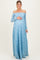 Light Blue Floral Lace Long Sleeve Off Shoulder Maternity Maxi Dress