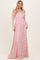 Light Pink Floral Lace Long Sleeve Off Shoulder Maxi Dress