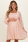 Peach Textured Dot Smocked Square Neck Chiffon Maternity Dress