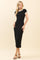Black Colorblock Trim Midi Dress