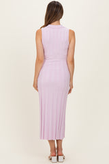 Light Pink Knit Collared Sleeveless Maternity Maxi Dress